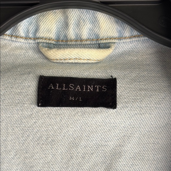 All Saints ANDERS MIXED MEDIA CROPPED JACKET IN SNOW BLUE - Picture 4 of 9